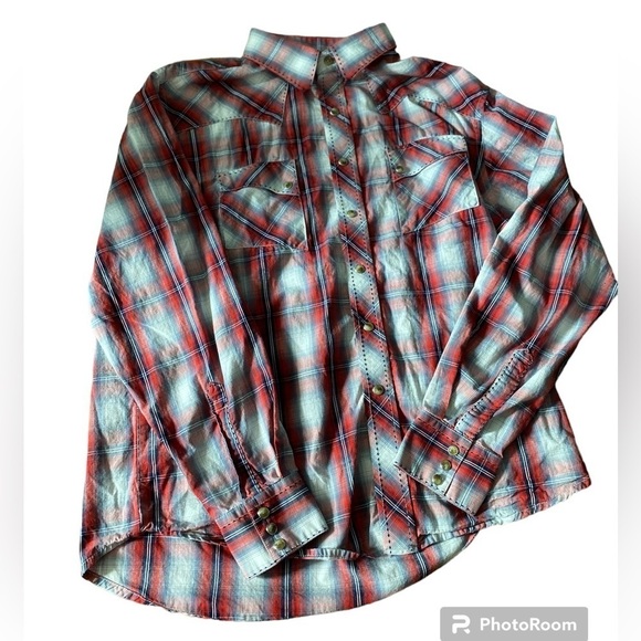 Wranglers Men’s Plaid Snap Button Long Sleeve Shirt size large - Picture 1 of 12
